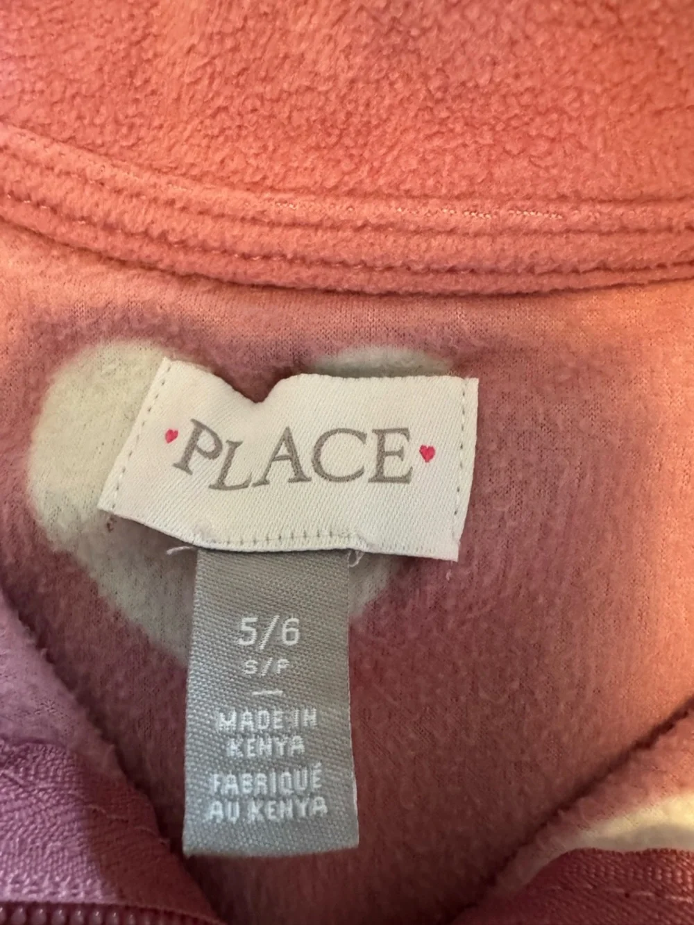 The Children’s Place Pink Heart Fleece Half-Zip Pullover Sweater Toddler 5/6